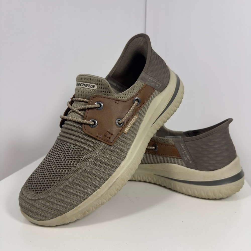 Skechers Delson 3.0 Roth Slip-Ins Mens 7.5W Taupe Brown Wide Fit Comfort Walking